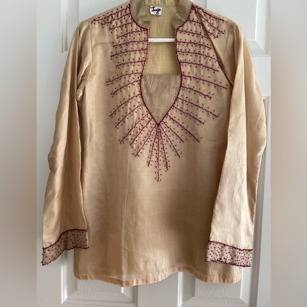 Traditional India handmade authentic tunic and bootleg dress pants size 5-6